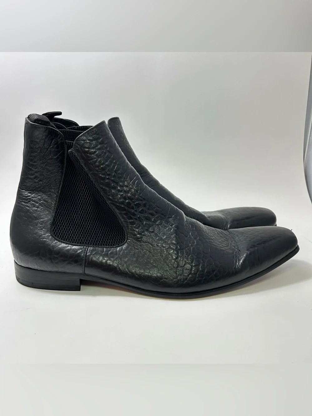 Carrucci Men's Chelsea Python Print Boots KB1377 Calf Skin Leather Sz 11 Black